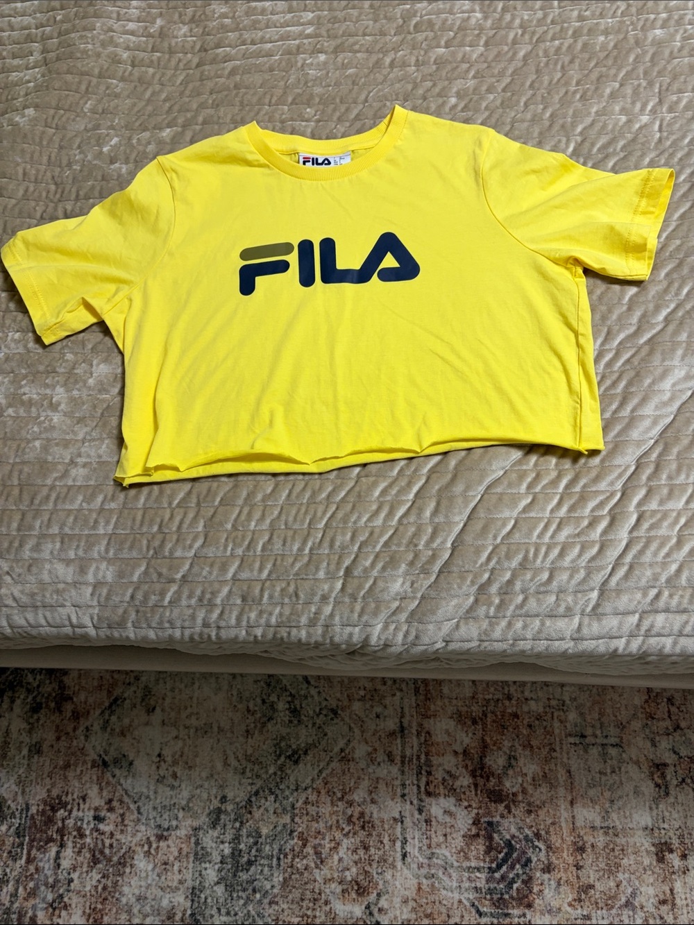 FILA Yellow Short-Sleeve Logo Crop Tee